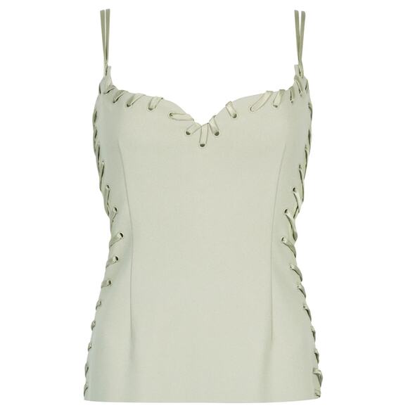 Paris Georgia Eyelet Heart Singlet Tank Top in Dune XS - Picture 7 of 7